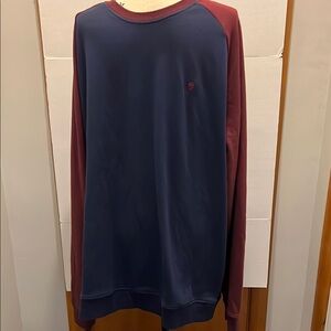 IZOD Advantage Performance Stretch Navy and Burgundy Long Sleeve Shirt